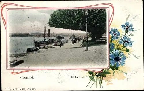Passepartout Ak Arnhem Gelderland Niederlande, Rijnkade