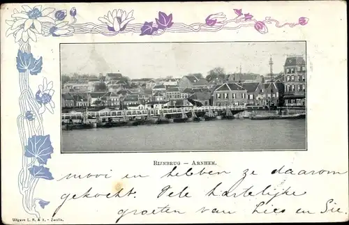 Passepartout Ak Arnhem Gelderland Niederlande, Rijnbrug