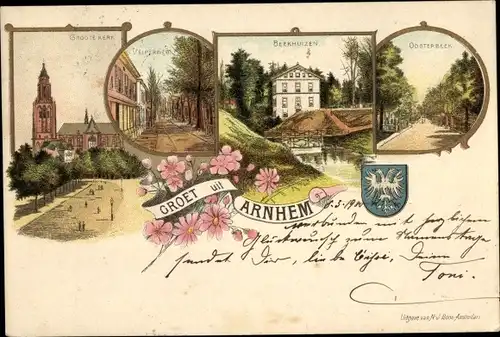 Litho Arnhem Gelderland Niederlande, Velperweg, Groote Kerk, Beekhuizen, Oosterbeek