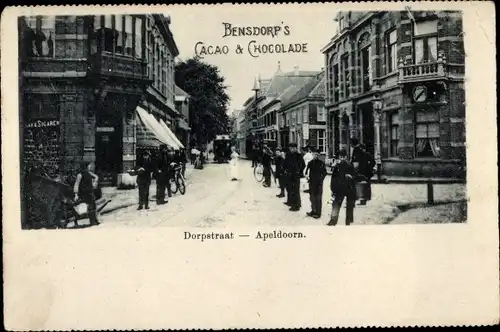 Ak Apeldoorn Gelderland, Dorpstraat, Bensdorps Kakaoschokolade