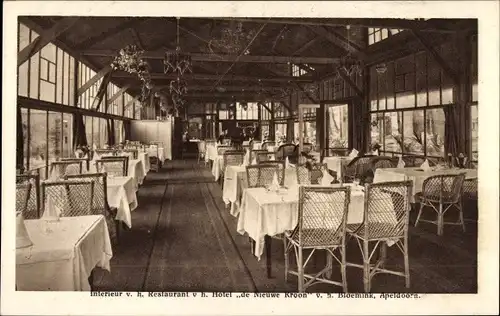 Ak Apeldoorn Gelderland, Restaurant Hotel de Nieuwe Kroon, Innenbereich, Loolaan