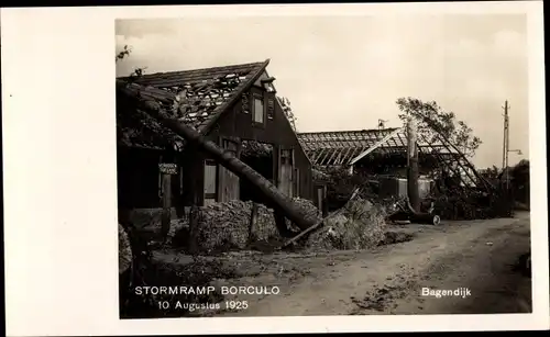 Ak Borculo Gelderland, Stormramp 10 Augustus 1925, Bagendijk