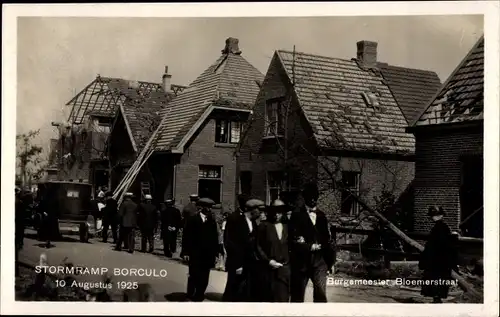 Ak Borculo Gelderland, Burgemeester Bloemerstraat, Stormramp, 10. August 1925