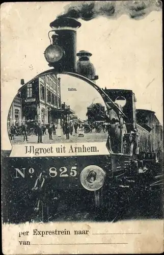 Ak Arnhem Gelderland Niederlande, Bahnhof, Eisenbahn 825