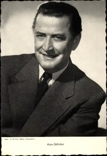 Ak Schauspieler Hans Söhnker, Portrait, Anzug, Krawatte