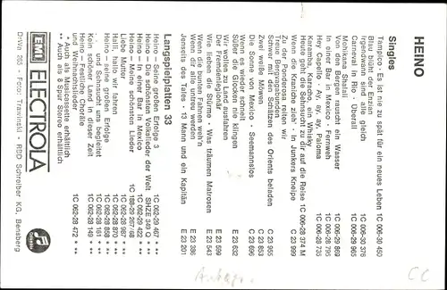 Ak Sänger Heino, Portrait, Autogramm