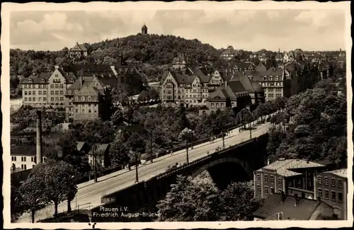 Ak Plauen im Vogtland, Friedrich-August-Brücke mit Bärenstein