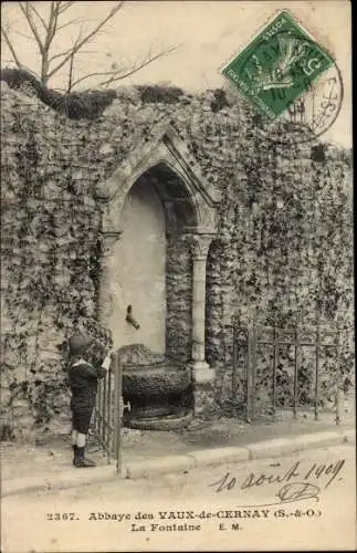 Ak Cernay la Ville Yvelines, Abtei Vaux de Cernay, La Fontaine