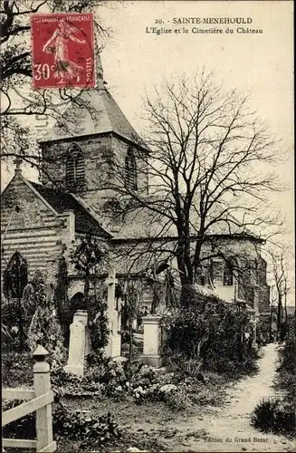 Ak Sainte Menehould Marne, Kirche, Schlossfriedhof