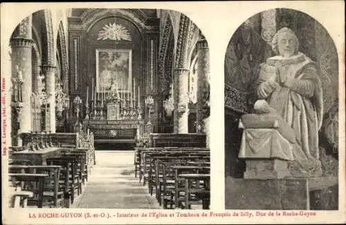 Ak La Roche Guyon Val d’Oise, Kirche, Innenansicht, Grabmal von Francois de Silly