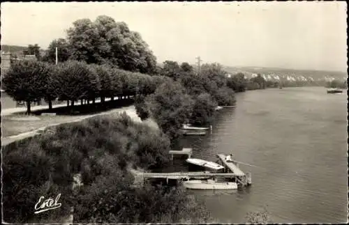 Ak La Roche Guyon Val d’Oise, Promenade des Tilleuls, Seine