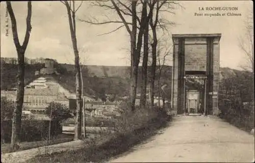 Ak La Roche Guyon Val d’Oise, Hängebrücke, Schloss