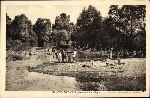 Ak Saint Florentin Yonne, La Plage