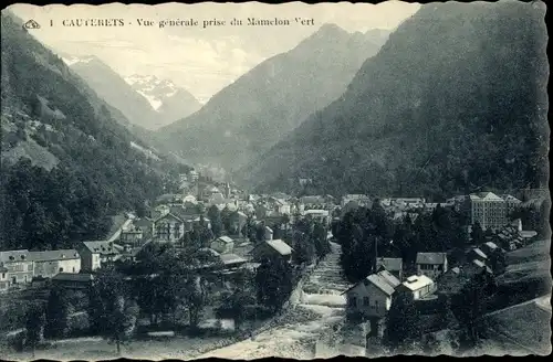 Ak Cauterets Hautes Pyrénées, Gesamtansicht von Mamelon Vert