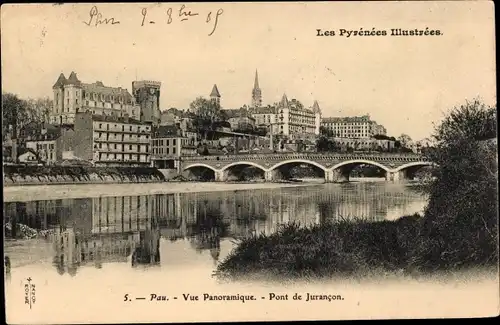 Ak Pau Pyrénées-Atlantiques, Panoramablick, Pont de Jurancon