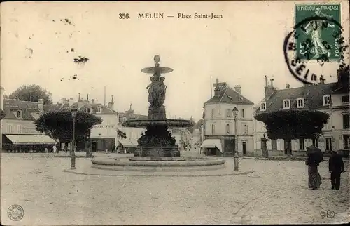 Ak Melun Seine et Marne, Place Saint-Jean