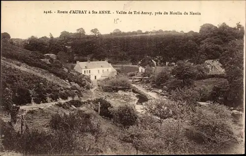 Ak Sainte Anne d'Auray Morbihan, Route, Vallee de Tre-Auray, pres du Moulin du Nestin