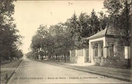 Ak Fontainebleau Seine et Marne, Route de Melun, Chapelle du Bon Secours