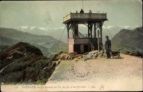 Ak Lourdes Hautes Pyrénées, Der Gipfel des Pic du Jer, Pyrenäen