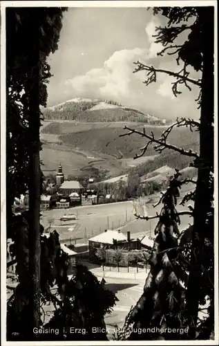 Ak Geising Altenberg Erzgebirge, Blick auf die Jugendherberge, Winter