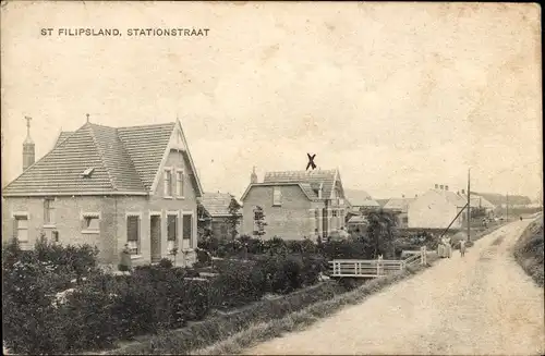 Ak Sint Philipsland Zeeland, Stationstraat