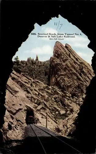 Ak Colorado USA, Sentinal Rock vom Tunnel