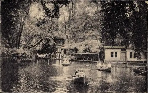 Ak Berlin Tiergarten, Bootsstation Neuer See, Ruderboote