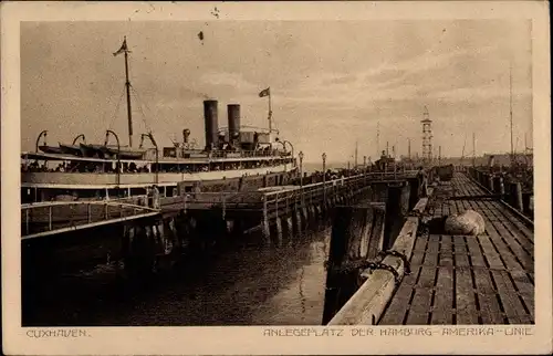 Ak Nordseebad Cuxhaven, Anlegeplatz, Hamburg-Amerika-Linie, Dampfer