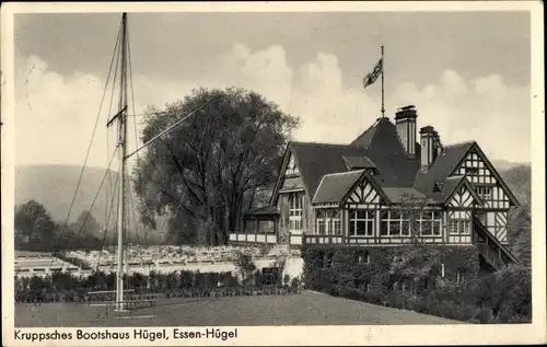 Ak Essen im Ruhrgebiet, Essen-Hügel, Kruppsches Bootshaus Hügel, Fachwerkhaus