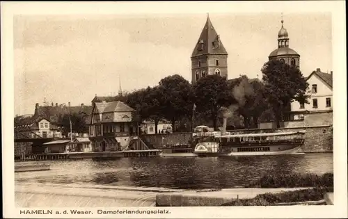 Ak Hameln an der Weser Niedersachsen, Dampferlandungsplatz, Dampfer Kaiser Friedrich