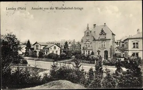 Ak Landau in der Pfalz, Straßenpartie, Westbahnhof-Anlage