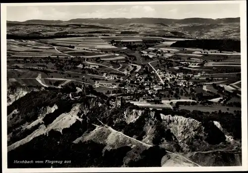 Ak Haschbach am Remigiusberg in der Pfalz, Panorama, Kusel, Burgruine Lichtenberg, Fliegeraufnahme