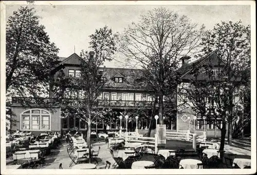 Ak Löbau in Sachsen, Löbauer Berg, Berghotel Honigbrunnen, Terrasse