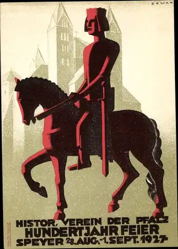 Künstler Ak Semar, Speyer am Oberrhein, Histor. Verein der Pfalz, 100 Jahr Feier 1927