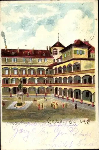 Litho Stuttgart in Württemberg, Alter Schlosshof