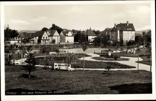 Ak Ohrdruf Thüringen, Der neue Parkplatz am Bahnhof