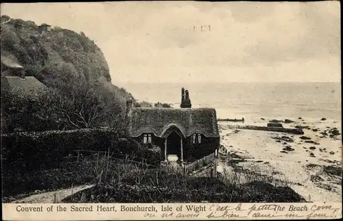 Ak Bonchurch Isle of Wight England, Kloster des Heiligen Herzens, Strand