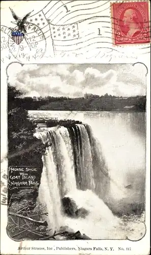 Wappen Ak Niagara New York USA, Horse Shoe, Goat Island, Wappen