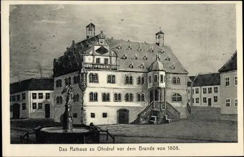 Künstler Ak Ohrdruf, Rathaus vor dem Brand von 1808