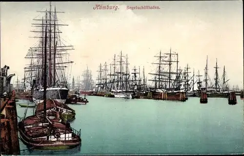 Ak Hamburg, Segelschiffhafen