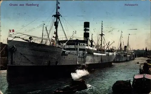 Ak Hamburg, Hafen, Dampfer