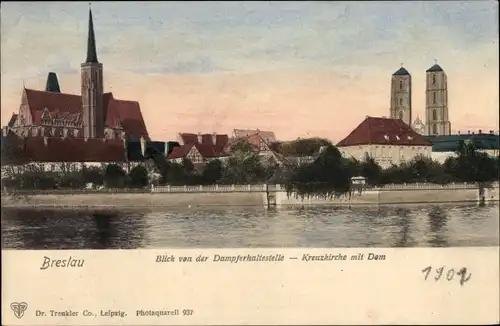 Ak Wrocław Breslau Schlesien, Kreuzkirche mit Dom