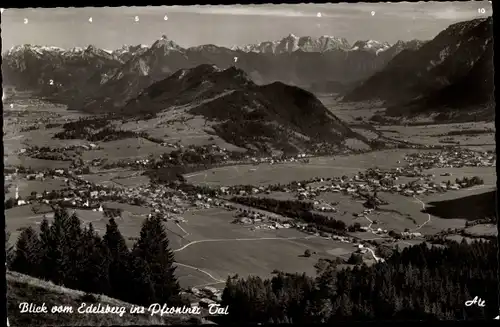 Ak Pfronten im Allgäu, Blick v. Edelsberg in Pfrontner Tal, Panorama, Füssen, Schloss Neuschwanstein