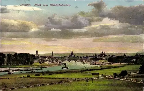 Ak Dresden Neustadt Radeberger Vorstadt, Blick vom Waldschlösschen