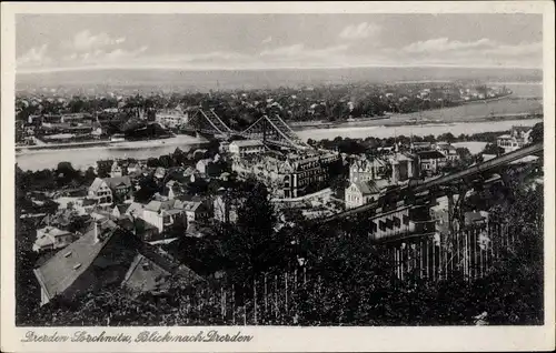 Ak Dresden Loschwitz, Gesamtansicht, Schwebebahn, Blasewitz