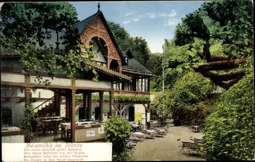 Ak Dresden Pillnitz, Meixmühle im Friedrichsgrund, Terrasse