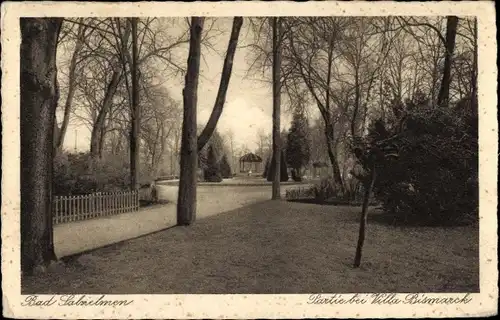 Ak Salzelmen Schönebeck an der Elbe, bei der Villa Bismarck, Park