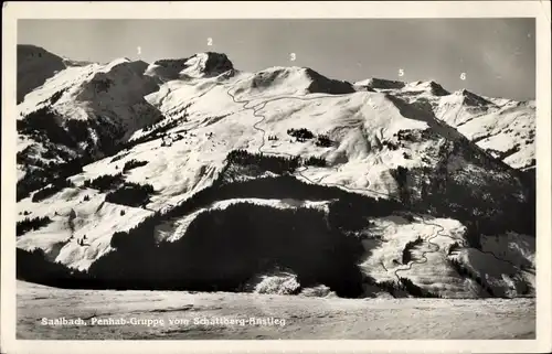 Ak Saalbach in Salzburg, Penhab-Gruppe vom Schattberg-Anstieg