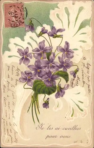 Präge Ak Veilchen, Kitsch