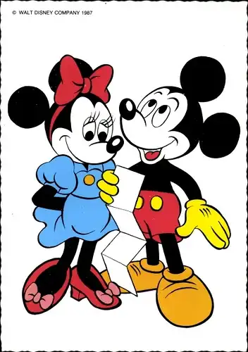 Künstler Ak Walt Disney, Mickey und Minnie Maus